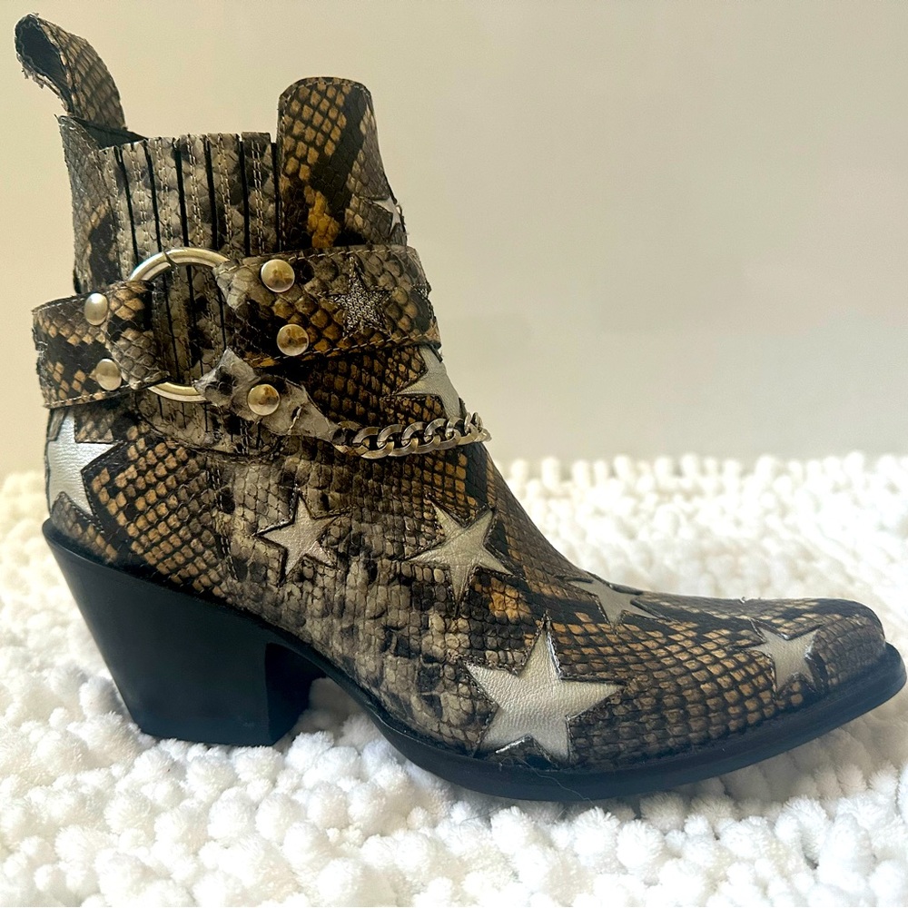 MEXICANA Snakeskin Ankle Boots with Silver Stars